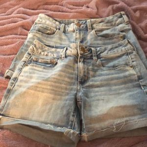2 Pair American Eagle Light Wash Midi Shorts